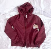 Burgundy Maroon Hooded Windbreaker