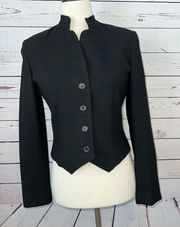 Diane Von Furstenberg DVF Lined Blazer Jacket size 8 Black 100% Wool Lined