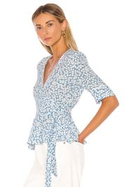 Revolve Zalia Floral Wrap Top Riviera Blue