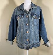 EUC Distressed Stone Wash Jean Jacket - Size XL