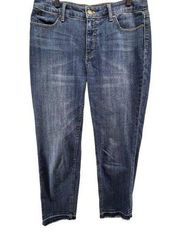 Talbots Flawless Five Pocket Straight Leg Raw Hem Curvy Jeans Blue Womens Sz 6