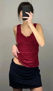 Vintage Y2K Chevron Lace Camisole Top Red Size M