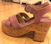rose pink cork platform sandals