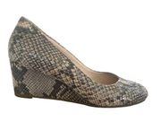 Vionic Antonia Leather Embossed Snakeskin Print Wedge Heels Size 7.5