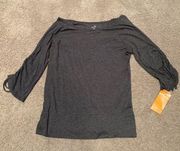 Women’s Champion Gray Top 3/4 length arms Semi Fitted Large NWT