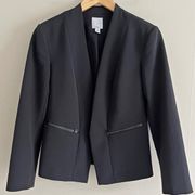 HALOGEN black classic open front zipper pocket dressy blazer jacket career chic