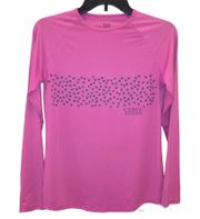 Carve Designs Polka Dot Long Sleeve Athletic Shirt Rash Guard Pink S