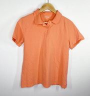 Lands' End Peach Orange Short Sleeve Collared Polo Shirt Women's Size Small S