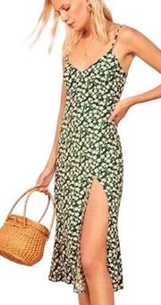 Reformation Crimini Slip Dress Midi Green Floral Size 2 NWT