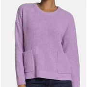 NEW Melloday Purple Two Pocket Pullover Knit Crewneck Sweater Size Large