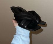 H&M Faux Leather Slip On Strappy Kitten Heels Size 38