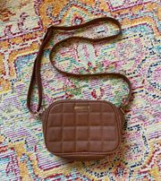 Rampage Brown Leather Waffle Crossbody Purse