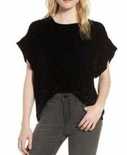 Current/Elliott Women's Black The Janie Velvet Top Small