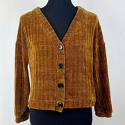 Heart & Hips Cooper Orange Button-Up Cropped Cardigan