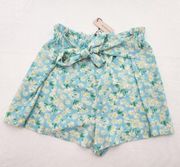 BCBGeneration Womens Size XL Retro Daisy Garden Knot Front Tie Shorts