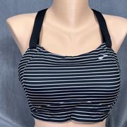 Brooks Juno Sports Bra Size 36D Black White Stripes Wire Free Racerback 350071