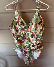 Ruby Ribbon tropical print bathing suit