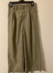 New NWT Sadie & Sage Womens Split Wide Leg Capri Ankle Pants Brown Size Small