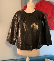 Pig Leather Anthropologie Charlotte Tarantola Black Swing Coat Blazer Top M EUC