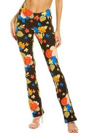 NEW Danielle Bernstein Scoop Front Floral Boho Flare Pant 0