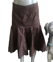 CAbi Style #480 Chocolate Brown Masai Tulle Cotton Flared Skirt Women’s Size 0