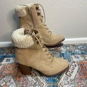 XOXO Maddie Tan Heeled Boots Size 8.5M