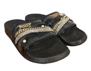 Juicy Couture Styx Black Embellished Logo Slides Women Sz 6