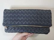 NEW Sole Society Woven Fold Over Convertible Crossbody Clutch Zip Bag