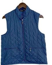 Bobby Brooks lightweight quilted blue zippered vest women’s large