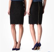 Diane Von Furstenberg Scotia Lace Black Zipper Skirt Sz 6