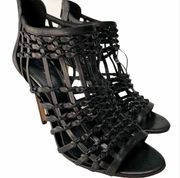 Elie Tahari black opera woven caged