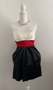 strapless mini dress with pockets 