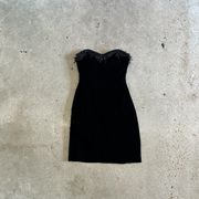 Nightway Vintage Black Velvet Strapless Mini Dress