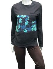 On the Byas Floral Sweatshirt with Pocket Gray Green Women's Size Small