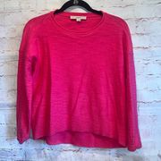 Loft Sweater Womens Small Pink Long Sleeve Cropped Hi Low Hem Casual