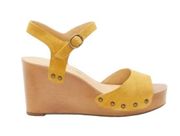 NWT Lucky Brand Zashti Yellow Leather Wedges