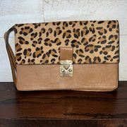 THE LIMITED Women’s Tan Leopard Animal Print Fold Over Clutch Wristlet Bag