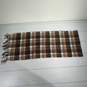 Manhattan Hat Company Brown Red Cream Plaid Fringe Scarf