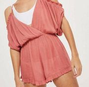 Blush  Bohemian Ruffled Flowy Cold Shoulder Playsuit