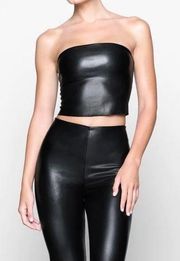 Faux Leather Bandeau in Black (Onyx) Limited Ed NWT Sold Out exclusive Sm