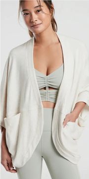 Cardigan Cocoon Wrap Open Front Sweater Pockets Relaxed Cream S