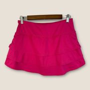 Athleta Womens Small Swagger Tiered Pull On Athletic Skirt Skort Pink Pocket