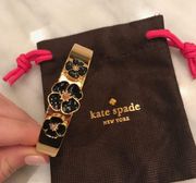 Kate Spade Gold Bangle with Black Flowers