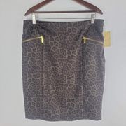 NEW Michael Kors animal print pencil skirt stretch lined size 16