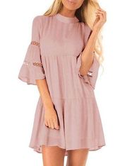 NEW Tunic Dress Ruffle Bell Sleeve Cocktail A-line Party Casual Mini Dress 14