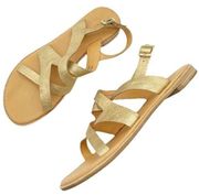 Kork-Ease Yarbrough Gold Full Grain Leather Strappy Sandals Women’s Size 8