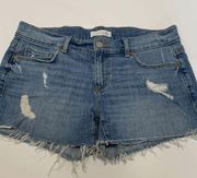 Ann Taylor LOFT Cut Off Distressed Denim Short