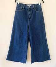 Extreme Wide Leg Raw Hem Cropped Denim Jeans Size 28