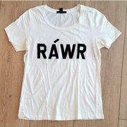 Forever 21 White Beaded Ráwr T-shirt Size M