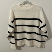 H&M  Black and White Striped Long Sleeve Sweater